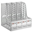 thumbnail image 1 of Unique Bargains Collapsible Magazine File Holder, 4 Vertical Compartment Sturdy Desktop Organizer, Grey, 1 of 4