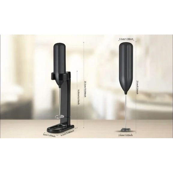 Electric Milk Frother With 304 Stainless Steel Mixing Head & Stand - Black Color