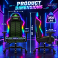 thumbnail image 5 of Seenda Gaming Chair, Computer Chair with RGB LED Lights, Ergonomic Chair for for Adults and Kids with Flip Armrests & Headrest Lumbar Support, Black, 5 of 8