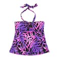 thumbnail image 1 of Island Escape Mujeres Leafy Halter Swim Top, Púrpura, 6, 1 of 1