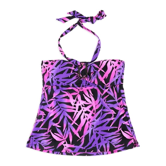 Island Escape Mujeres Leafy Halter Swim Top, Púrpura, 6
