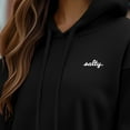 thumbnail image 5 of Dalix Salty Embroidery Fleece Hoodie Cropped Long Sleeve Drawstring Fall Spring Womens in Black 2XL XX-Large, 5 of 5