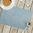 thumbnail image 6 of Astarin Placemats, Woven Cross Weave Placemat for Dining Table, PVC Vinyl Washable Kitchen Mat, Set of 4, 12x18 Inches, Blue, 6 of 7