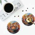 thumbnail image 5 of Pofeuu Colorful Plant Tiger Print Leather Coasters Set of 6, Round Cups Mugs Mat Pad for Home Kitchen Heat Resistant Drink Coasters,Round Shape, 5 of 7