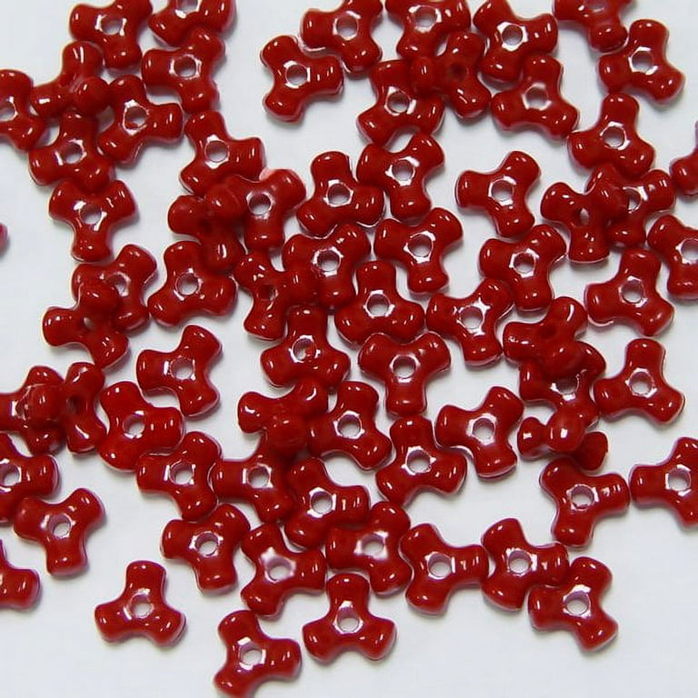 BeadTin Fire Red Frosted w/White Swirls 6mm Round Plastic Craft Beads  (500pcs)