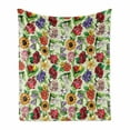 thumbnail image 1 of Jasmine Soft Flannel Fleece Blanket, Vibrant Colored Print of Rousing Summer Flower Bouquets Pattern on White Backdrop, Cozy Plush for Indoor and Outdoor Use, 60" x 80", Multicolor, by Ambesonne, 1 of 6