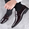thumbnail image 7 of Men's Pointed Toe Dress Shoes Casual Slip on Loafer Formal Classic Faux Patent Leather Oxfords Business Wedding Shoe for Men, 7 of 7