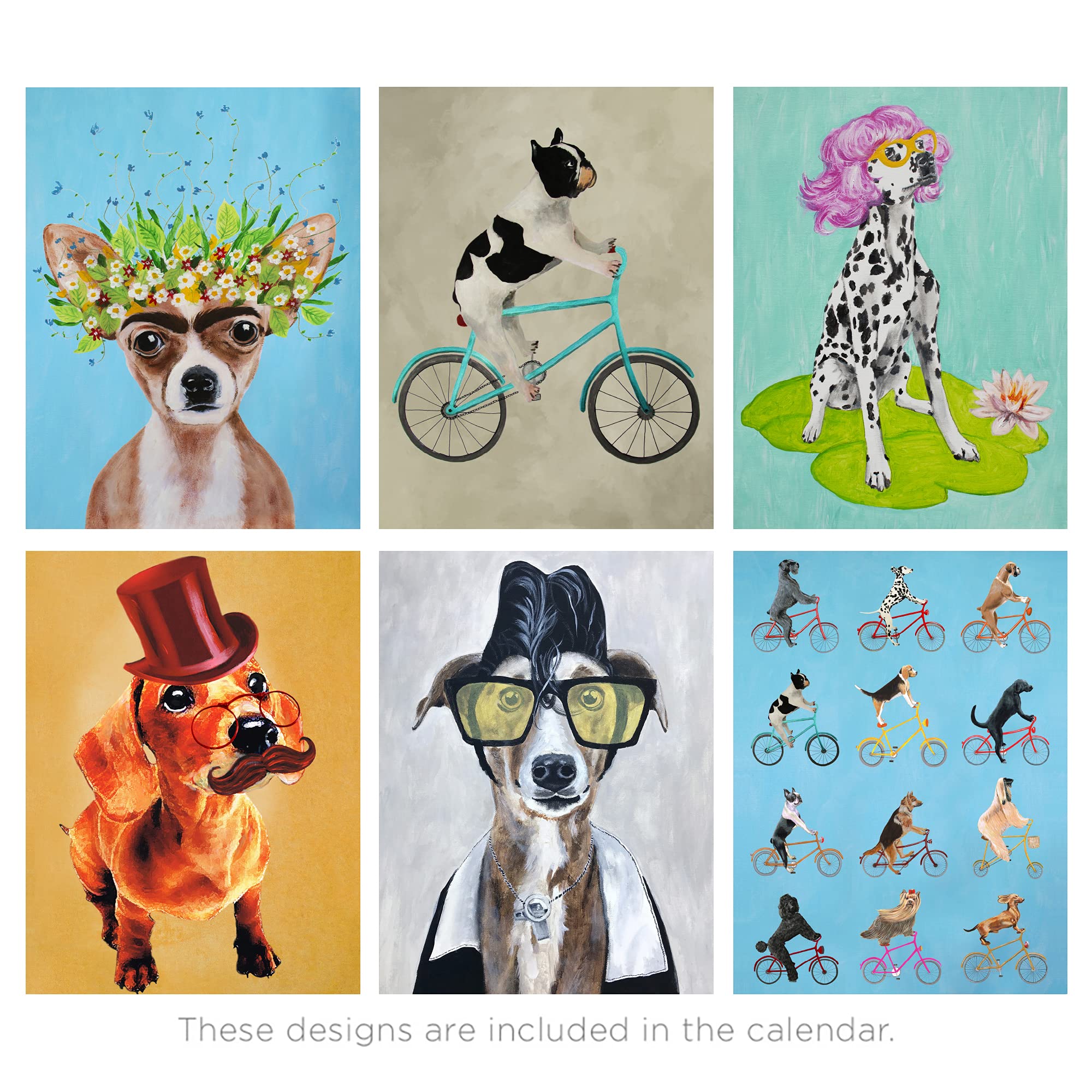 Americanflat 18 Month Wall Calendar - August 2021 to January 2023 - Dog Days Design, 10 x 26 Inches