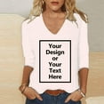 thumbnail image 3 of DuoJiaJ Women Slim Fit Plain Tops 3/4 Sleeve Blouse 2025 T Shirt Summer Tops Basic Tunic V Neck Pullover Tops T Shirt Women’s Casual Tops Beige, 3 of 5