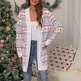 thumbnail image 3 of Cardigan de Noël à Col Ouvert pour Femmes, Manches Longues, Tricoté, P-2TG, 3 of 8