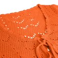 thumbnail image 5 of GILIGEGE Women Crochet Shrug Knit Sweater,Spring Summer Beach Short Sleeve Shrug Cropped Boho Lightweight Sweater,Cover Up Tie Front Tops For Evening Dresses Casual Eyelet Shawl Thin Formal Orange S, 5 of 7