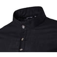 thumbnail image 5 of IROINNID Reduced Long Sleeve Shirts for Men Loose Solid Color Stand-up Collar Cotton And Linen Shirt,Black, 5 of 5