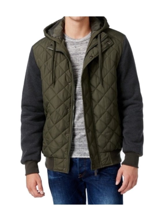 NEW Green Mens Size Medium M Puffer Hooded Quilted Jacket