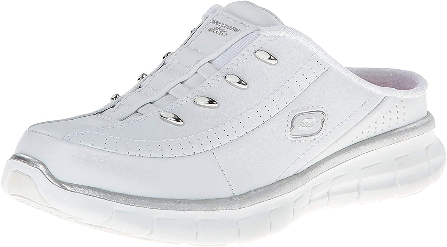 Valiente nariz contar hasta Skechers Sport Women's Elite Glam Synergy Slip-On Mule Sneaker 8.5  White/Silver - Walmart.com