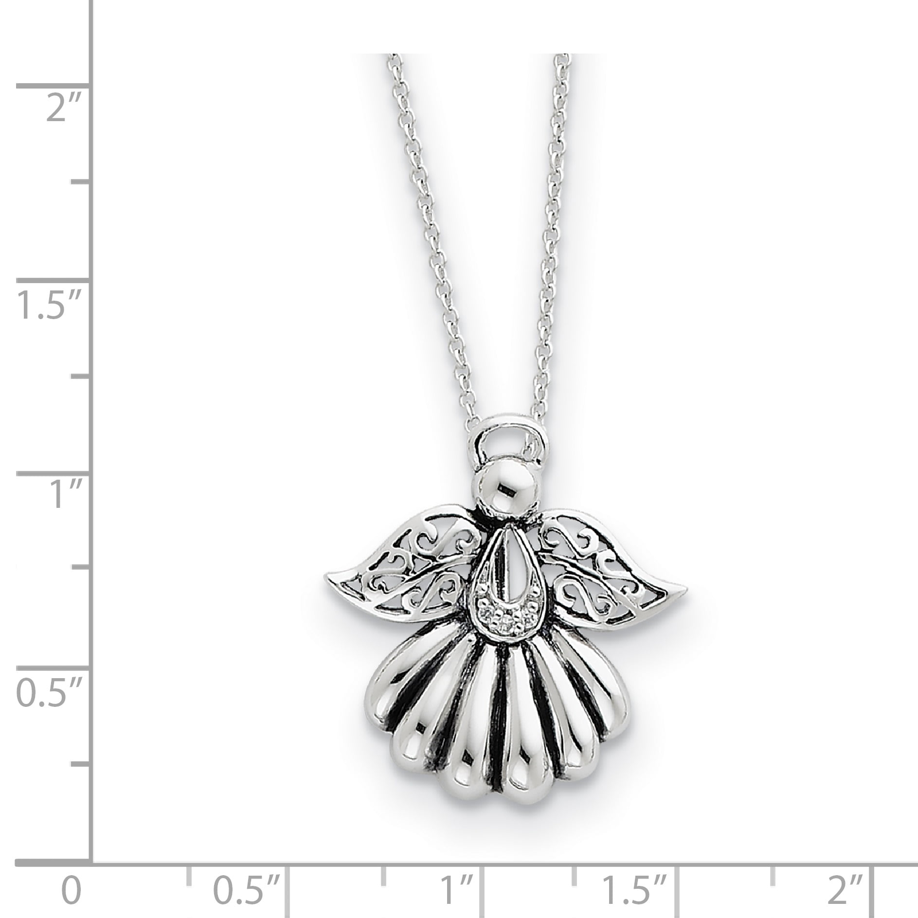 925 Sterling Silver Cubic Zirconia Cz Angel Of Friendship 18 Inch Chain Necklace Pendant Charm Religious Inspirational Fine Jewelry Gifts For Women For Her