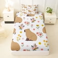 thumbnail image 3 of Erosebridal Colorful Flowers Blossom Twin Sheet Sets,Kawaii Rodent Animal Capybara Bedding For Kids 3 Pieces, 3 of 6