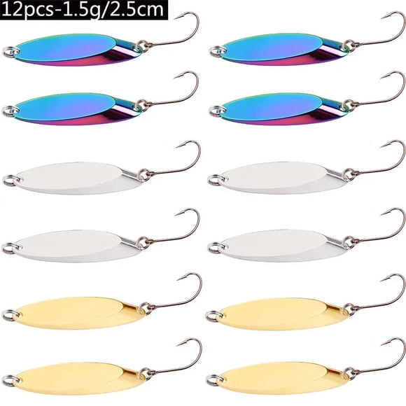 12 Pcs Cuillère Spinner en Métal Leurre de Pêche à la Truite Appât Dur Paillettes Bruit Paillettes Appât Artificiel Petit Spinner Paillettes Dur A-1.5g-12 Pcs-1 Hameçon
