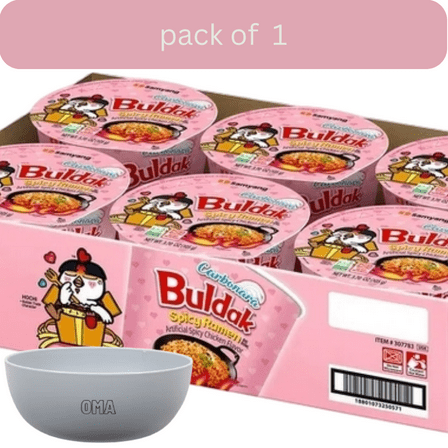 Samyang Buldak Carbonara Spicy Chicken Ramen Bowl, 3.7 oz., 6 pk. with bowl by OMA