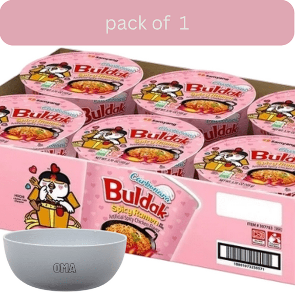 Samyang Buldak Carbonara Spicy Chicken Ramen Bowl, 3.7 oz., 6 pk. with bowl by OMA