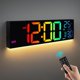 thumbnail image 1 of Reloj Digital De Pared, 16 Pulgadas Reloj De Pared Digital Grande, Reloj Pared Digital, 8 Ajustes De Color Rgb, Con Reloj Despertador Dual, Fecha, Temperatura, Semana, Control Remoto, 12/24 Horas, 1 of 8