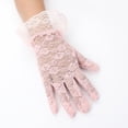 thumbnail image 2 of Elegant Lace Gloves for Women Full Finger Floral Lace Gloves with Ruffle Wrist for Wedding Party Prom, 2 of 3