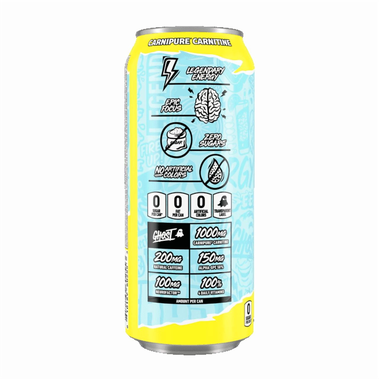 GHOST® ENERGY Zero Sugars Energy Drink, Iced Tea Lemonade, 200mg Natural Caffeine, 16 fl oz Can