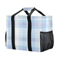 thumbnail image 2 of Large Hand-Held Storage Bag Kitchen Reusable Grocery Bags， Travel Tote Bags， Waterproof Tote，Laundry Bag，Beach Bag， Pool Bag Blue Stripe, 2 of 8