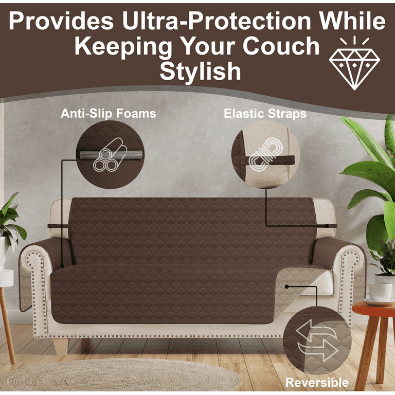 U-NICE HOME Reversible Sofa Cover Couch Cover for Dogs with Elastic Straps  Water