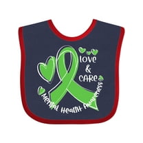 Inktastic Love and Care Mental Health Awareness Green Ribbon Boys or Girls Baby Bib