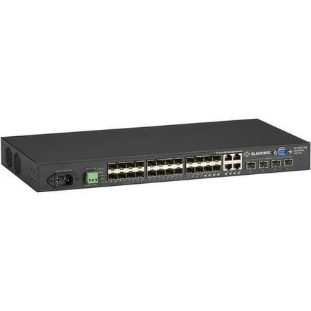 Black Box Gigabit Managed Ethernet SFP Fiber Switch - 28-Port - 4 Ports - Manageable - TAA Compliant - 2 Layer Supported - Modular - Optical Fiber, Twisted Pair - 1U High - Rack-mountable - 1 Year (Best 16 Port Managed Switch)