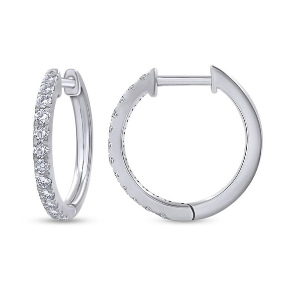 AFFY Huggie Hoop Earrings For Women, 0.30 Carat Round Shape Lab Grown Diamond Wedding Bridal Hoop Earrings In 14K Solid White Gold Jewelry Gifts For Her (0.30 Cttw)