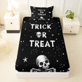 thumbnail image 3 of Homewish Halloween Death Skull Twin Sheets,Trick Or Treat Print Bedding,Black White,3pcs,1 Fitted Sheet and 1 Pillowcase, 3 of 6