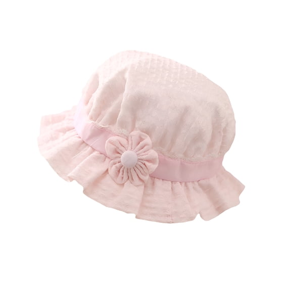TELOLY Infant Girls Summer Fisherman Hat Baby Cute Flower Wide Brim Sun Protection Cap Sunscreen Princess Hat