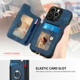 thumbnail image 2 of Nalacover For iPhone 12 Pro Max Case Ring Holder Kickstand with Credit Card Holder, Back Flip Premium Leather Magnetic Clasp Removable Wirst Hand Strap Cover For iPhone 12 Pro Max, Blue, 2 of 14