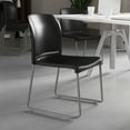 thumbnail image 4 of Emma + Oliver Home and Office Guest Chair Black Full Back Contoured Sled Base Stack Chair, 4 of 14