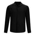 thumbnail image 4 of Mens Shirts Under $10 Long Sleeve Button Down Pullover Solid Color Button Long Sleeve Turndown Collar Blouse Shirt, 4 of 6