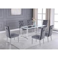 thumbnail image 2 of 7pc. 68" x 40" Glass Dining Set with 6 Chairs and Silver Stainless Steel, 2 of 4