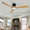 thumbnail image 2 of Wozzio 52'' Natural Log Recessed Mount Ceiling Fan Light with Lighting And Remote Control, Log Colour Wooden Fan Blade, Silent Reversible DC Motor, Light Memory, 6 Speed, 2 of 10