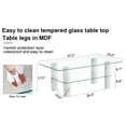 thumbnail image 3 of Modern Glass Coffee Table, Rectangle Tempered Glass Table for Living Room, 2-Tier Center Table with Solid Wood Legs, Stylish Design Versatile,White, 3 of 8