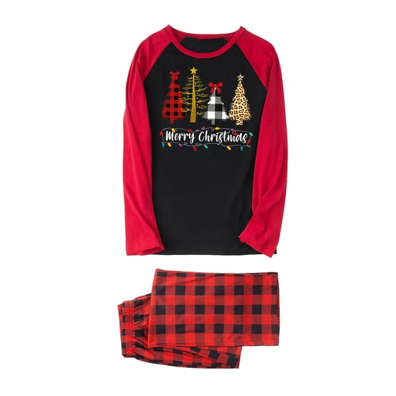 TFEOQRY Family Christmas Pajamas Matching Sets for Men Christmas Plaid Printing Nightwear Suit Home Clothes Top Pants Set Red(Dad)