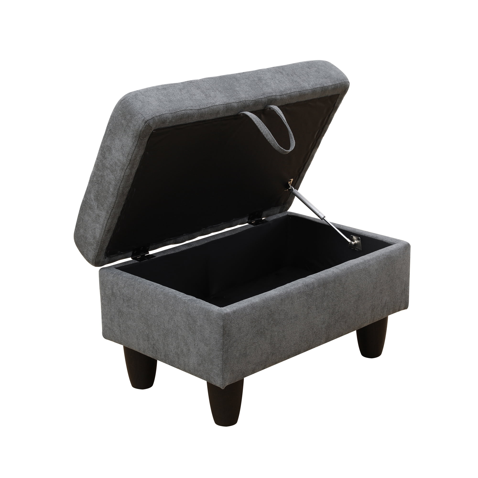 MAYEERTY Faux Leather Ottoman with Storage for Modular Sectional Sofa, Dark Grey