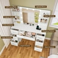 thumbnail image 6 of Large Makeup Vanity Desk with LED Lighted Mirror & Power Outlet, Vanity Table with 7 Drawers, 4 Shelves and 5 Hooks, Vanity Table, Vanity Desk for Bedroom, Living Room, White, 6 of 6