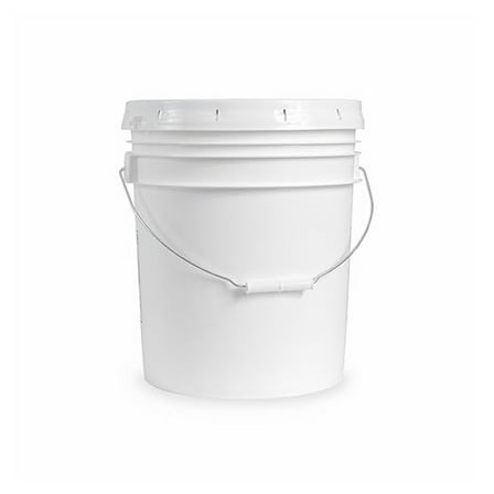 5 Gallon White Plastic Buckets with Lids & Handles - Set of 6 - Food Grade HDPE - Heavy Duty - .09 Inch Thick - All Purpose Utility Buckets