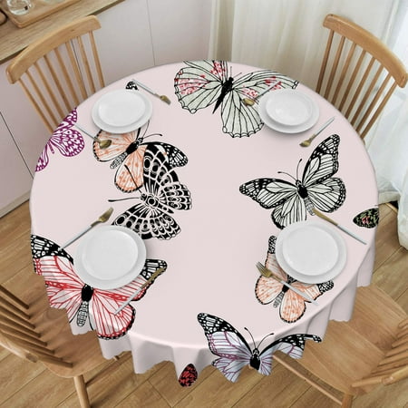 

Round Tablecloth 60 inch Beautiful Butterfly Table Cloth Stain Resistance Water Repellent and Wrinkle-Free for Home Kitchen Dining Party Patio Indoor and Outdoor Use