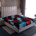 thumbnail image 4 of Red Black Blue Bed Sheets Set Queen Size,Geometric Abstract Aesthetic Bedding Set Adults Room Decor,Retro Grunge Colorful Sheets Geometry Fitted Sheet Set 4Pcs, 4 of 7