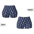 thumbnail image 5 of Xecao Blue Gingham Buffalo Check Print Workout Shorts for Women Soft Smooth Gym Yoga Scrunch Active Tennis Workout Running Shorts, 5 of 9