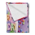 thumbnail image 2 of Birthday Soft Flannel Fleece Throw Blanket, Delicious Birthday Cake on a Table with Stars and Presents Party Yummy Dessert, Cozy Plush for Indoor and Outdoor Use, 70" x 90", Multicolor, by Ambesonne, 2 of 5