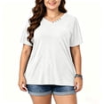 thumbnail image 2 of Bixock Plus Size Women Tops Maternity T Shirts Blouse Solid Color V Neck Short Sleeve Loose Breathable Summer Daily Office Top, 2 of 6