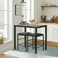 thumbnail image 1 of NiamVelo Dinning Table Set 3 Pieces Faux Marble Dining Table Set Rectangular Kitchen Table Set Counter Height Dining Table, Bar Table and 2 Cushion Chair, Kitchen Furniture for Small Spaces, 1 of 7