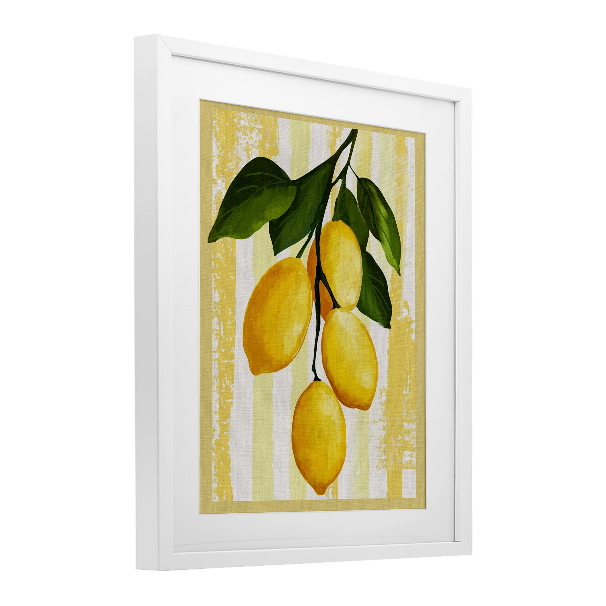 Stupell Industries Lemons on Green Branch White Framed Print Under Glass, design by Yen